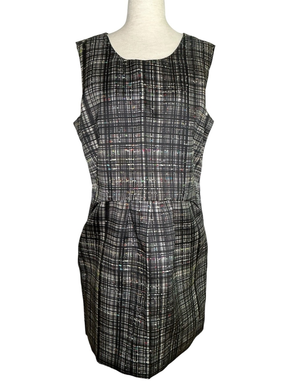 Milly Plaid Weave Print Sleeveless Dress Darts and Pockets Size 14